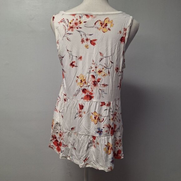 Maurices Floral Button Front Sleeveless Tiered Tank Top Womens Large Lightweight - Picture 3 of 9